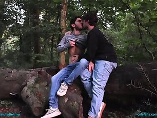 Lovers getting horny outside