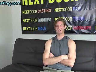 Real tall stud with bigger cock jerks on amateur casting